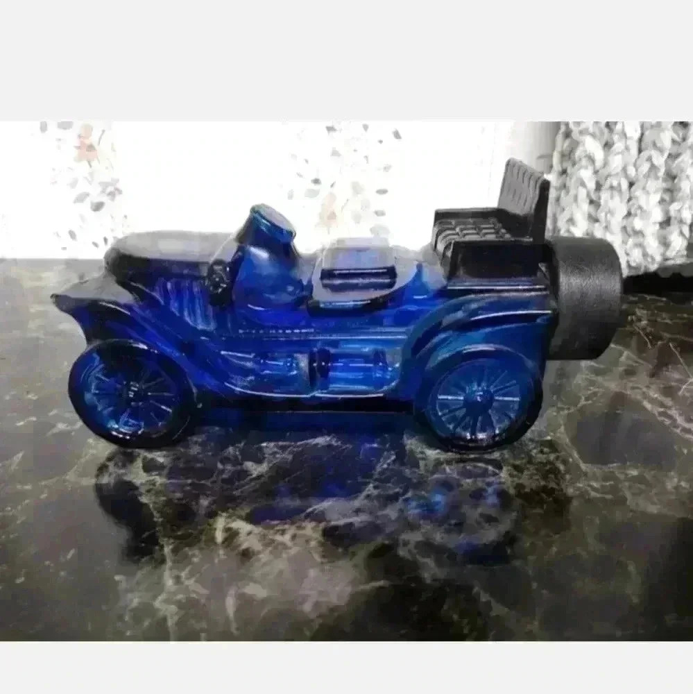 Vintage Avon Stanley Steamer Car Wild Country Cologne EMPTY Blue Glass Bottle